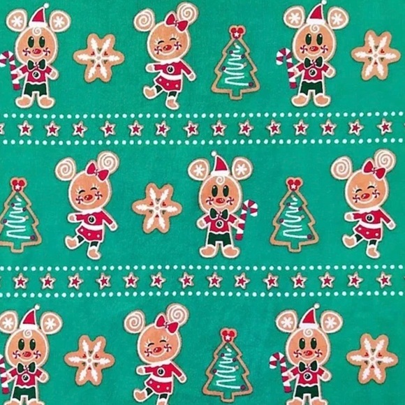 Disney Mickey & Minnie Gingerbread Green and Red Women's Pajama Set - Picture 2 of 6